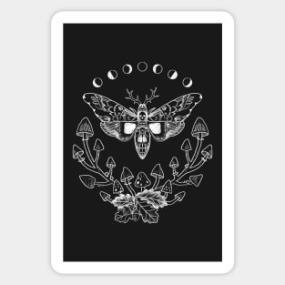 Death moth with moon phases mushrooms. Goblincore Fairycore Sticker